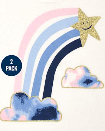 Pack de 2 tops estampados para niñas pequeñas