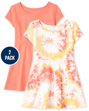 Toddler Girls Tie Dye Everyday Dress 2-Pack