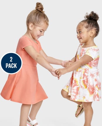Toddler Girls Tie Dye Everyday Dress 2-Pack