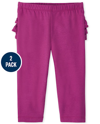 Lot de 2 pantalons à volants fleuris pour bébé fille