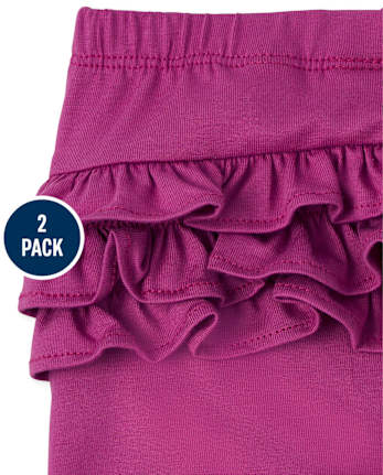 Lot de 2 pantalons à volants fleuris pour bébé fille