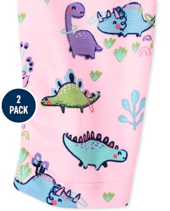 Lot de 2 pantalons à volants motif dinosaure pour bébé fille