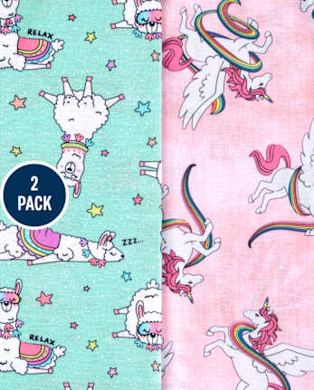 Girls Unicorn Llama Pajamas 2-Pack