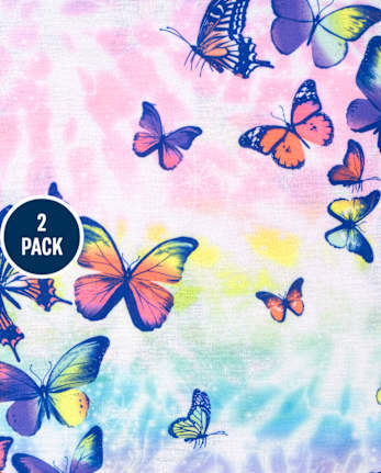 Girls Unicorn Rainbow Butterfly Ruffle Nightgown 2-Pack