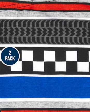 Baby And Toddler Boys Fast Asleep Racecar Snug Fit Cotton Pajamas 2-Pack