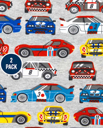 Baby And Toddler Boys Fast Asleep Racecar Snug Fit Cotton Pajamas 2-Pack