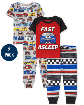 Baby And Toddler Boys Racecar Snug Fit Cotton Pajamas 2-Pack