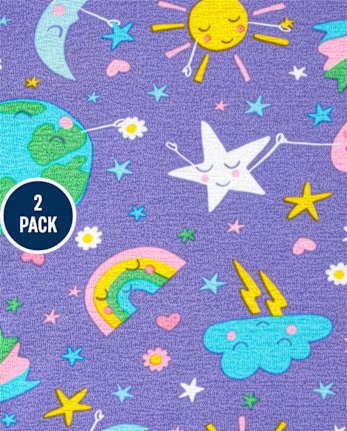 Baby And Toddler Girls Earth Snug Fit Cotton Pajamas 2-Pack