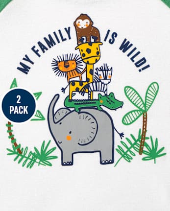 Pijamas unisex de algodón con ajuste ceñido, safari animal, para bebés y niños pequeños, paquete de 2