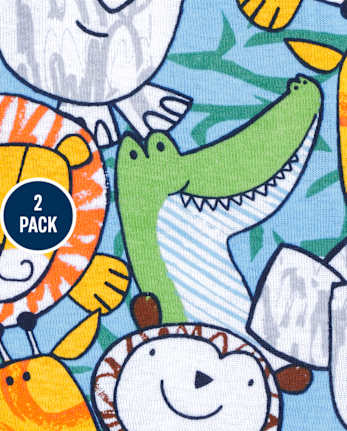 Pijamas unisex de algodón con ajuste ceñido, safari animal, para bebés y niños pequeños, paquete de 2