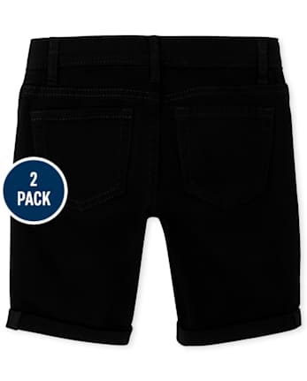 Girls Roll Cuff Twill Skimmer Shorts 2-Pack
