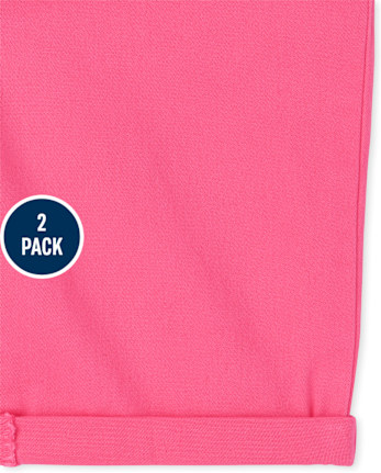 Girls Roll Cuff Twill Skimmer Shorts 2-Pack