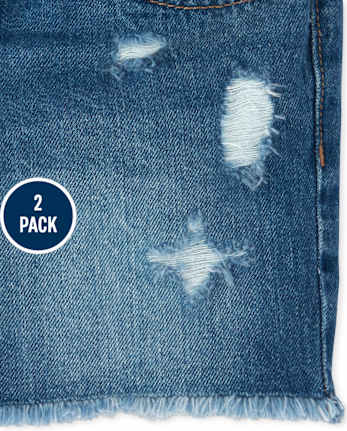Girls Denim Midi Shorts 2-Pack