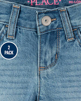Girls Denim Midi Shorts 2-Pack