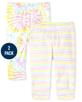 Baby Girls Rainbow Tie Dye Pants 2-Pack
