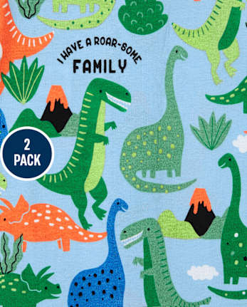 Pyjama une pièce en coton ajusté Dino Truck pour bébés et tout-petits garçons, paquet de 2