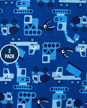 Pyjama une pièce en coton ajusté Dino Truck pour bébés et tout-petits garçons, paquet de 2