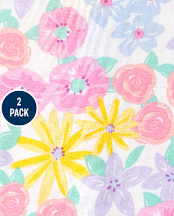 Baby And Toddler Girls Floral Striped Snug Fit Cotton One Piece Pajamas 2-Pack