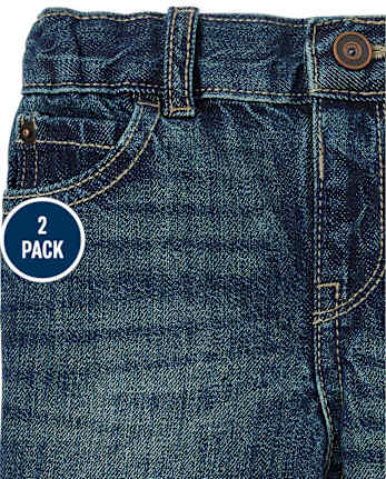 Shorts vaqueros rígidos para bebés y niños pequeños, paquete de 2