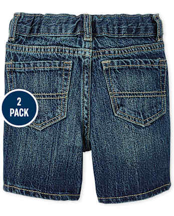 Shorts vaqueros rígidos para bebés y niños pequeños, paquete de 2