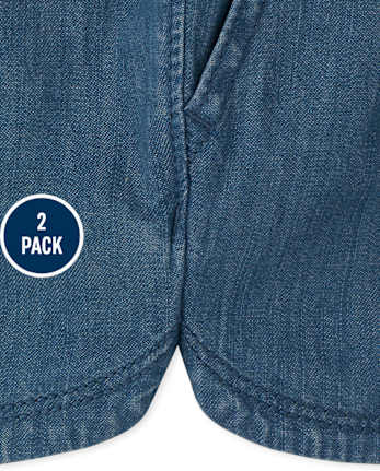 Paquete de 2 pantalones cortos de mezclilla para niñas pequeñas
