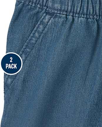 Paquete de 2 pantalones cortos de mezclilla para niñas pequeñas