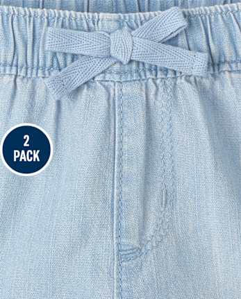 Paquete de 2 pantalones cortos de mezclilla para niñas pequeñas