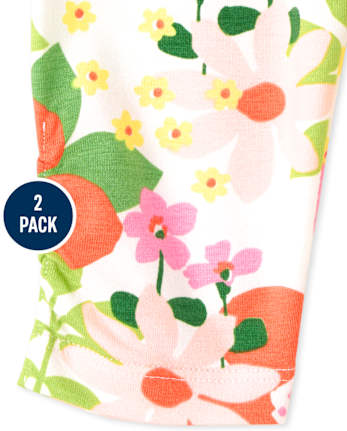 Lot de 2 pantalons à volants fleuris pour bébé fille