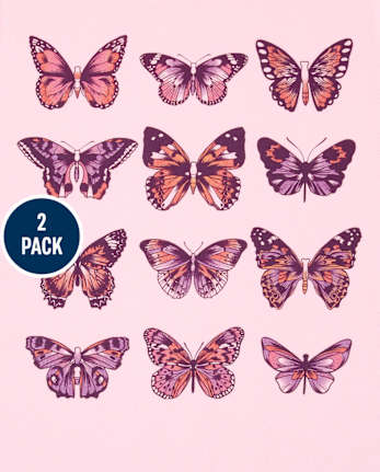 Girls Butterfly Graphic Tee 2-Pack