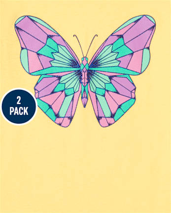 Girls Butterfly Graphic Tee 2-Pack