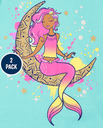 Girls Mermaid Graphic Tee 2-Pack