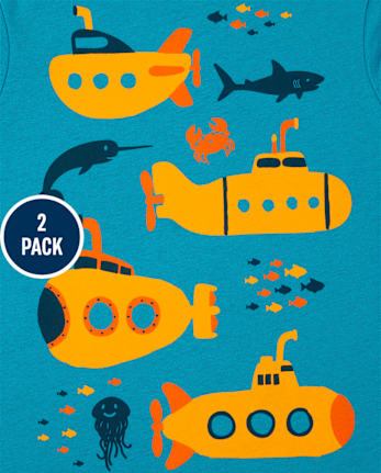 Camiseta con gráfico de vehículo para niños pequeños, paquete de 2