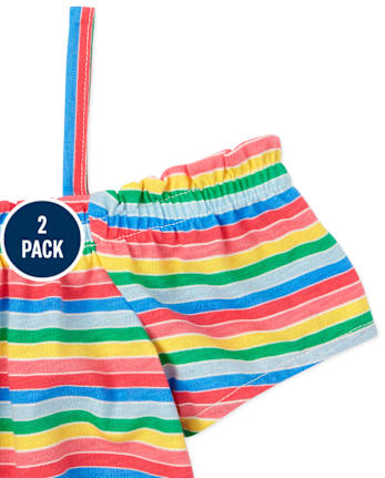 Toddler Girls Print Off Shoulder Romper 2-Pack