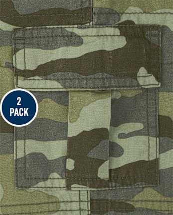 Boys Camo Pull On Cargo Shorts 2-Pack
