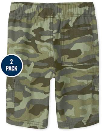 Boys Camo Pull On Cargo Shorts 2-Pack