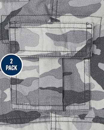 Boys Camo Pull On Cargo Shorts 2-Pack