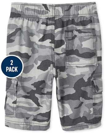 Boys Camo Pull On Cargo Shorts 2-Pack