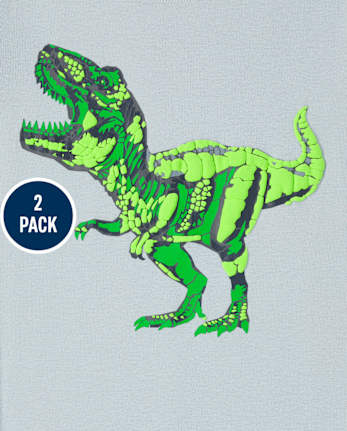 Boys Glow Shark Dino Snug Fit Cotton Pajamas 2-Pack