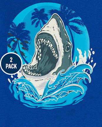 Boys Glow Shark Dino Snug Fit Cotton Pajamas 2-Pack