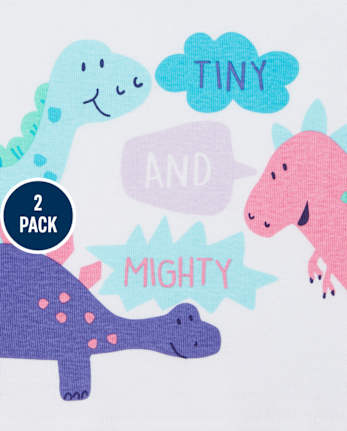 Pijamas de algodón ajustados con dinosaurio y unicornio para bebés y niñas pequeñas, paquete de 2
