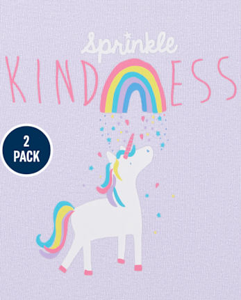 Pijamas de algodón ajustados con dinosaurio y unicornio para bebés y niñas pequeñas, paquete de 2