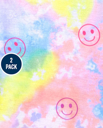 Girls Happy Face Tie Dye Marble Pajamas 2-Pack