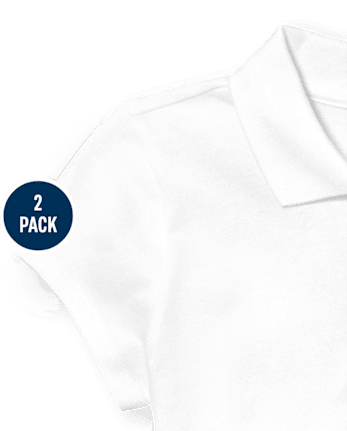 Lot de 2 polos en piqué extensible doux à volants pour uniformes pour filles - Taille Plus