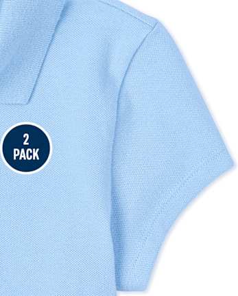 Polo de piqué con volantes de uniforme para niñas, paquete de 2