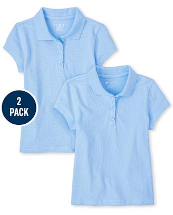 Polo de piqué con volantes de uniforme para niñas, paquete de 2