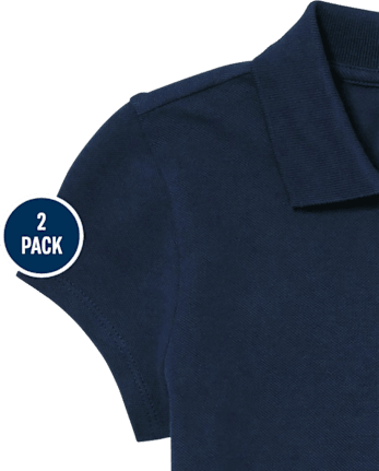 Lot de 2 polos en piqué extensible doux à volants pour uniformes pour filles - Taille Plus