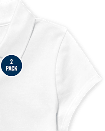 Lot de 2 polos en piqué extensible doux à volants pour uniformes pour filles - Taille Plus