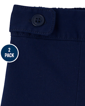 Girls Uniform Wrinkle Resistant Stretch Button Skort 2-Pack