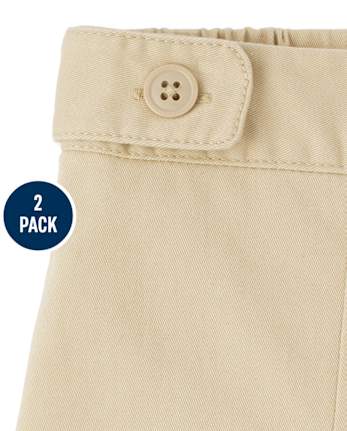 Girls Uniform Wrinkle Resistant Stretch Button Skort 2-Pack