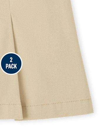 Falda pantalón elástica con botones de uniforme para niñas, paquete de 2